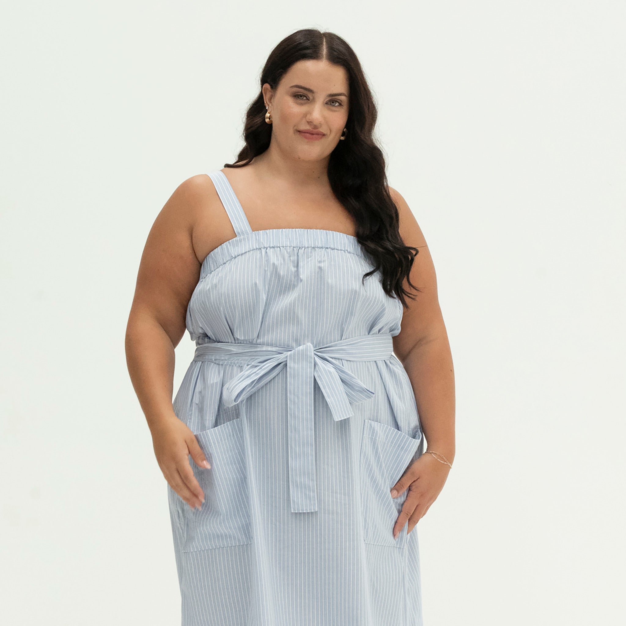 The Picnic Dress | Light Blue Stripe Patience Made The Picnic Dress | Light Blue Stripe Patience Made