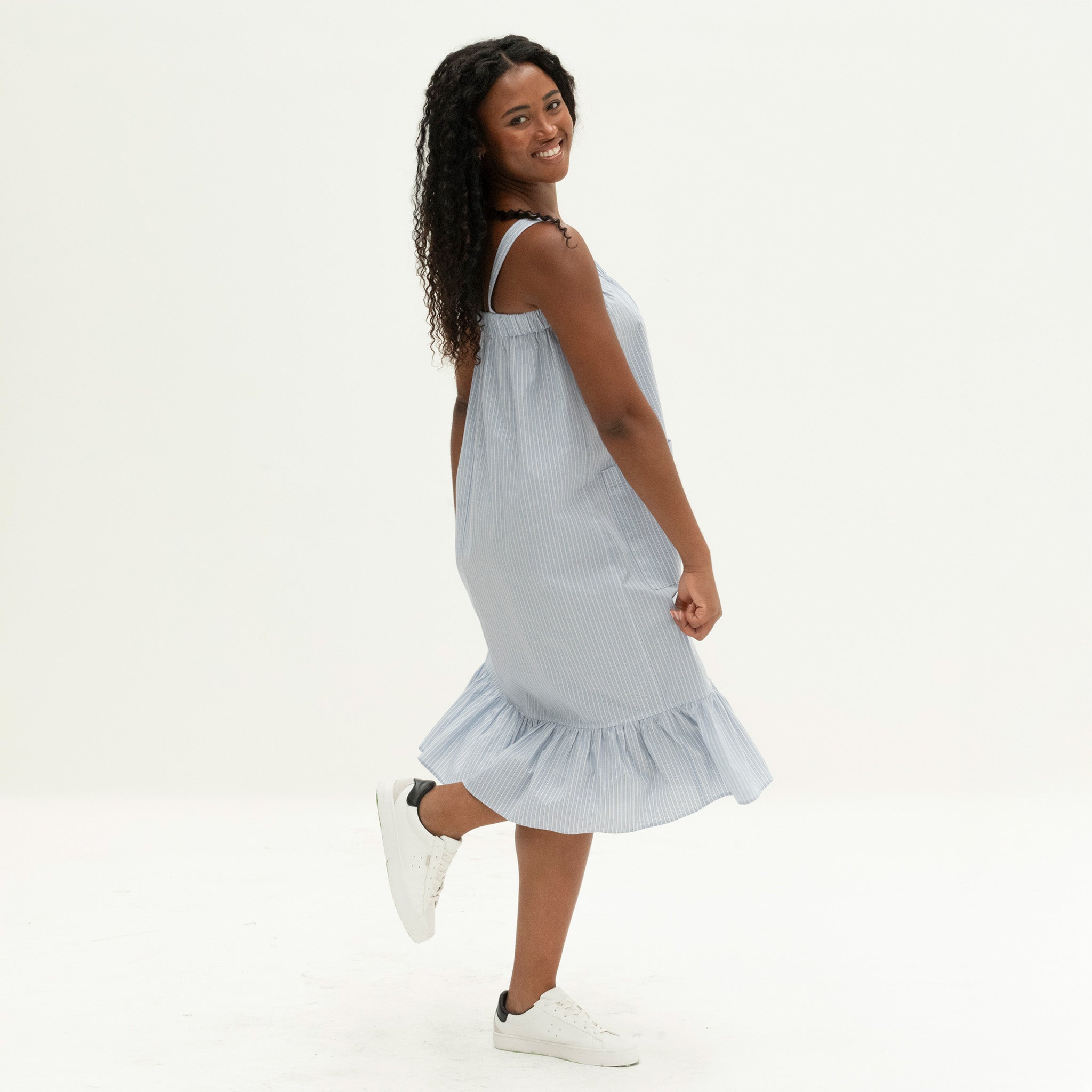 The Picnic Dress | Light Blue Stripe Patience Made The Picnic Dress | Light Blue Stripe Patience Made