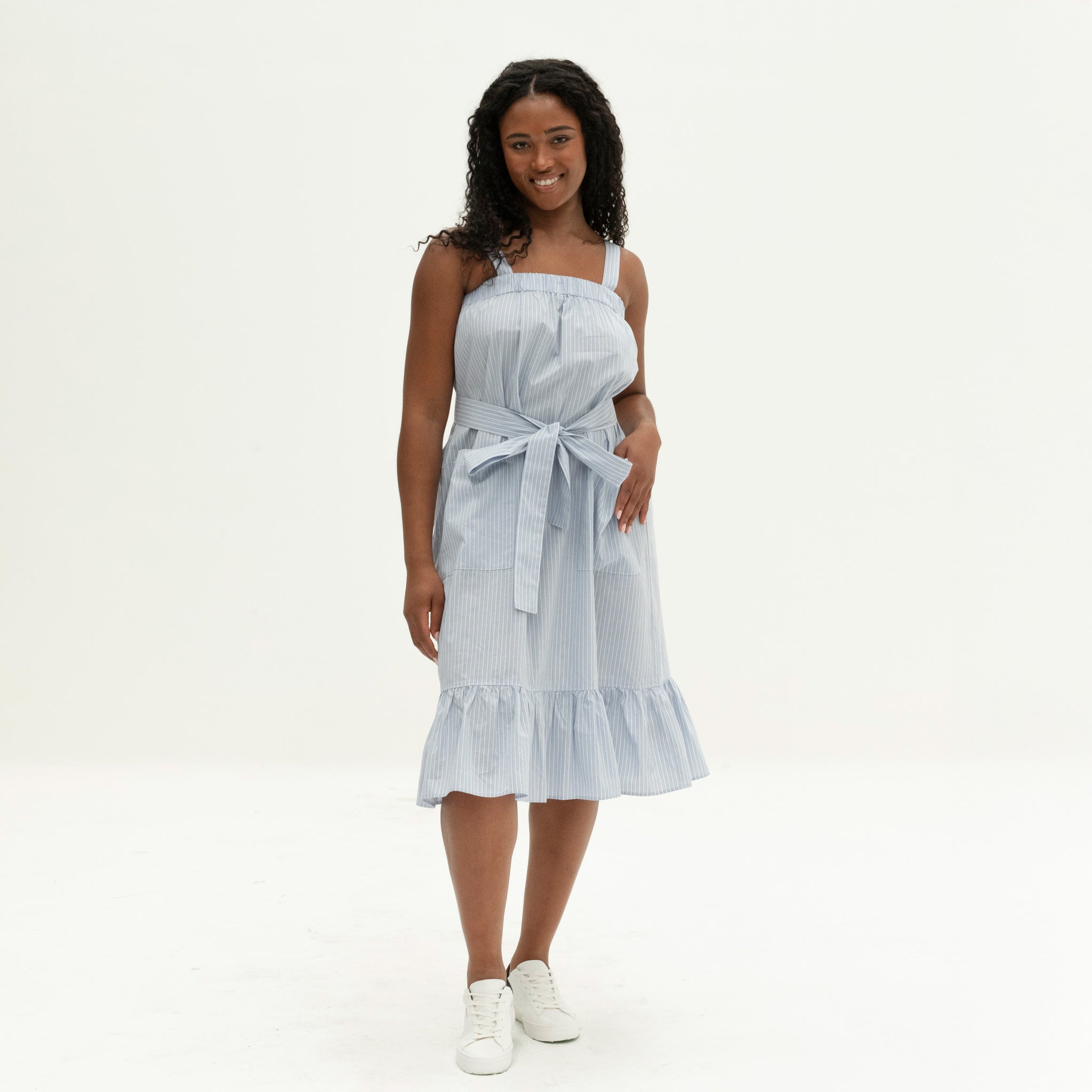 The Picnic Dress | Light Blue Stripe Patience Made The Picnic Dress | Light Blue Stripe Patience Made