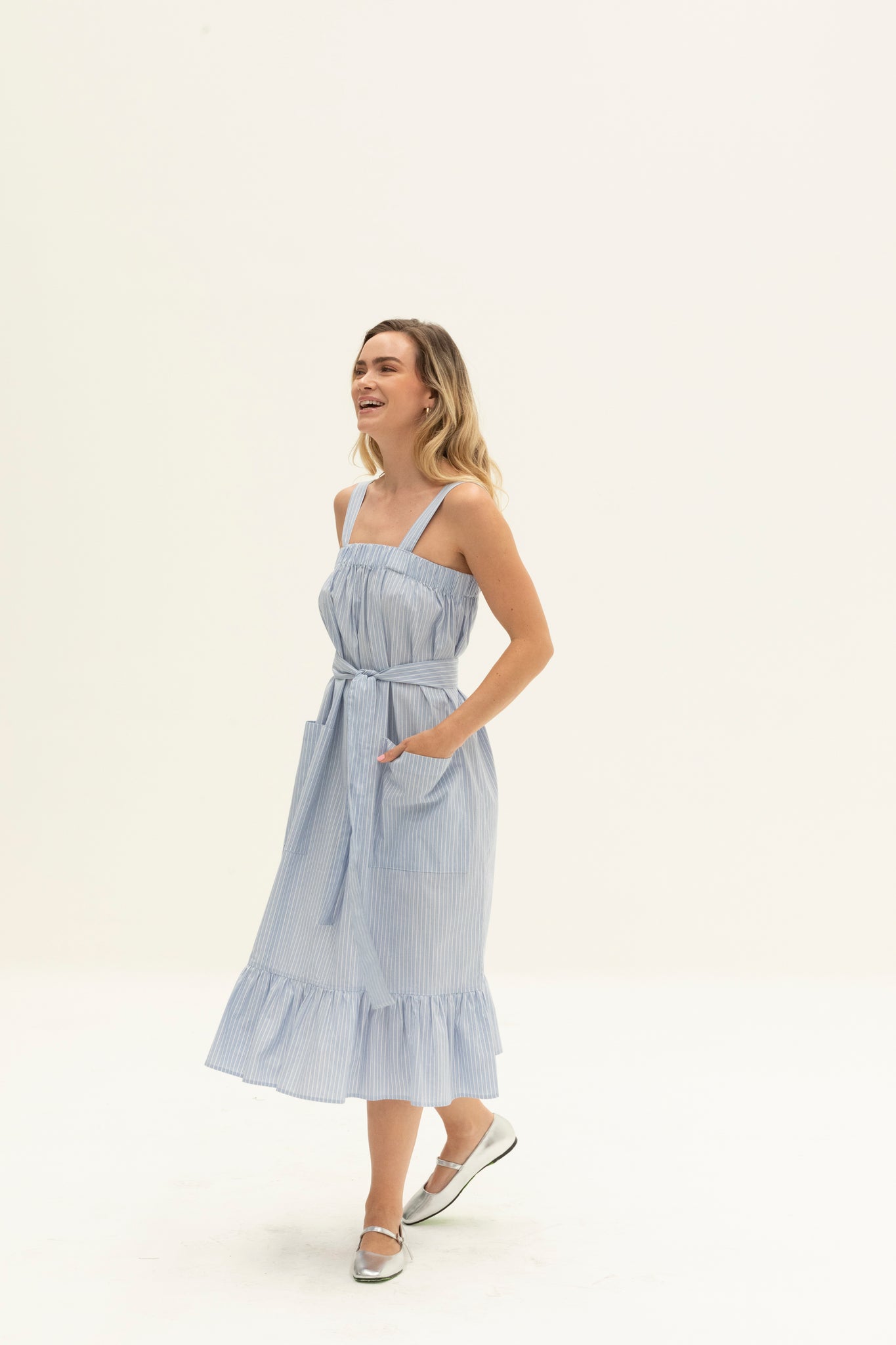 The Picnic Dress | Light Blue Stripe Patience Made The Picnic Dress | Light Blue Stripe Patience Made