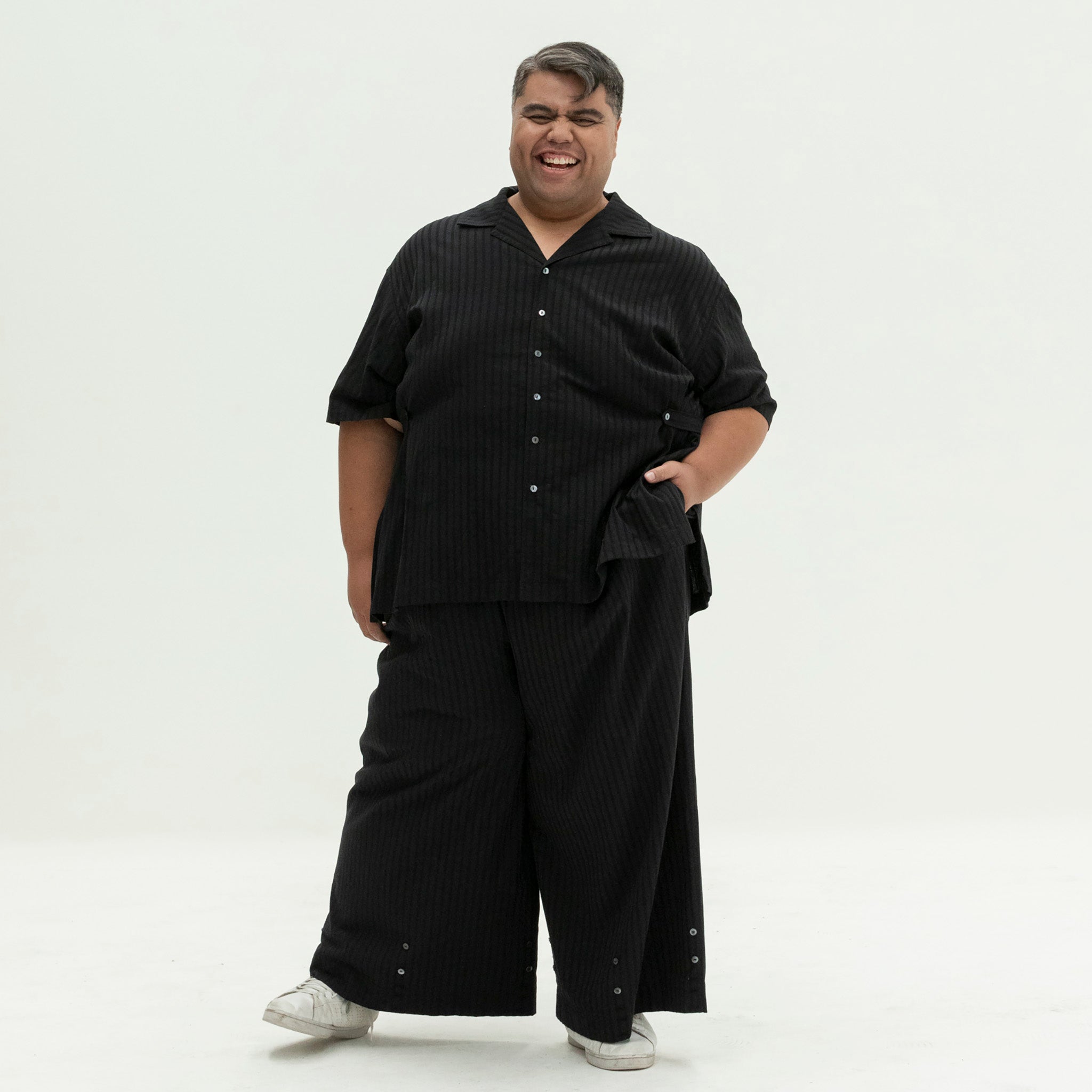 The Utility Shirt | Black Jacquard Stripe