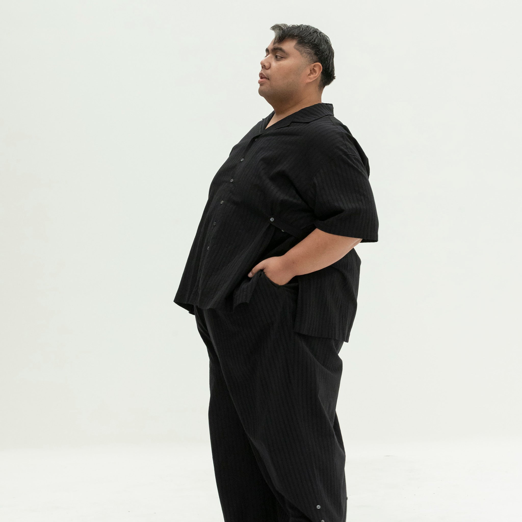 The Utility Shirt | Black Jacquard Stripe