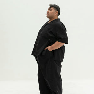 The Utility Shirt | Black Jacquard Stripe