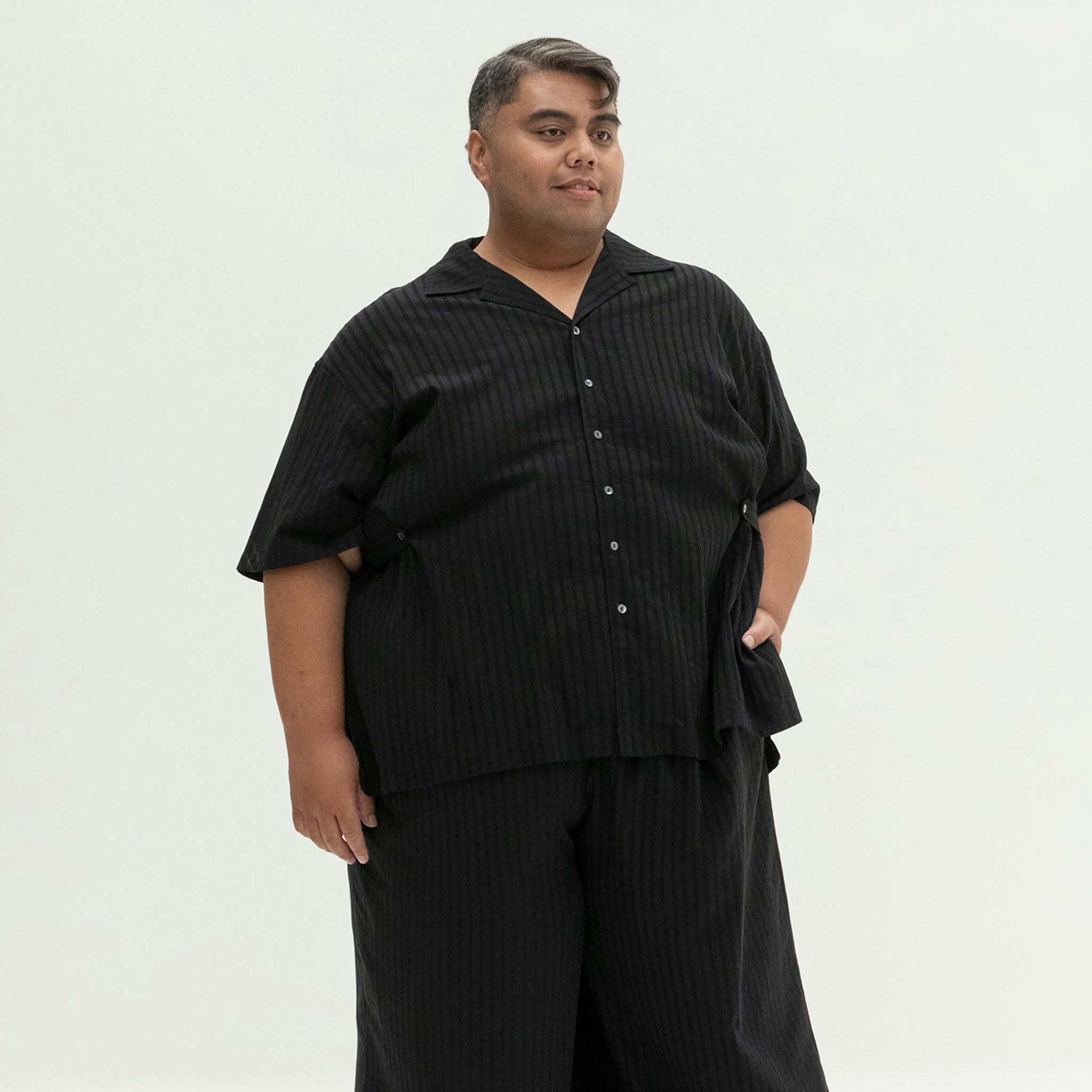 The Utility Shirt | Black Jacquard Stripe