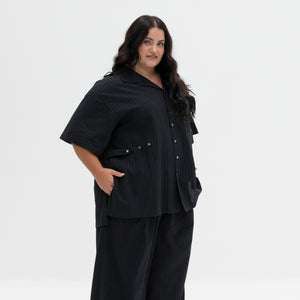 The Utility Shirt | Black Jacquard Stripe