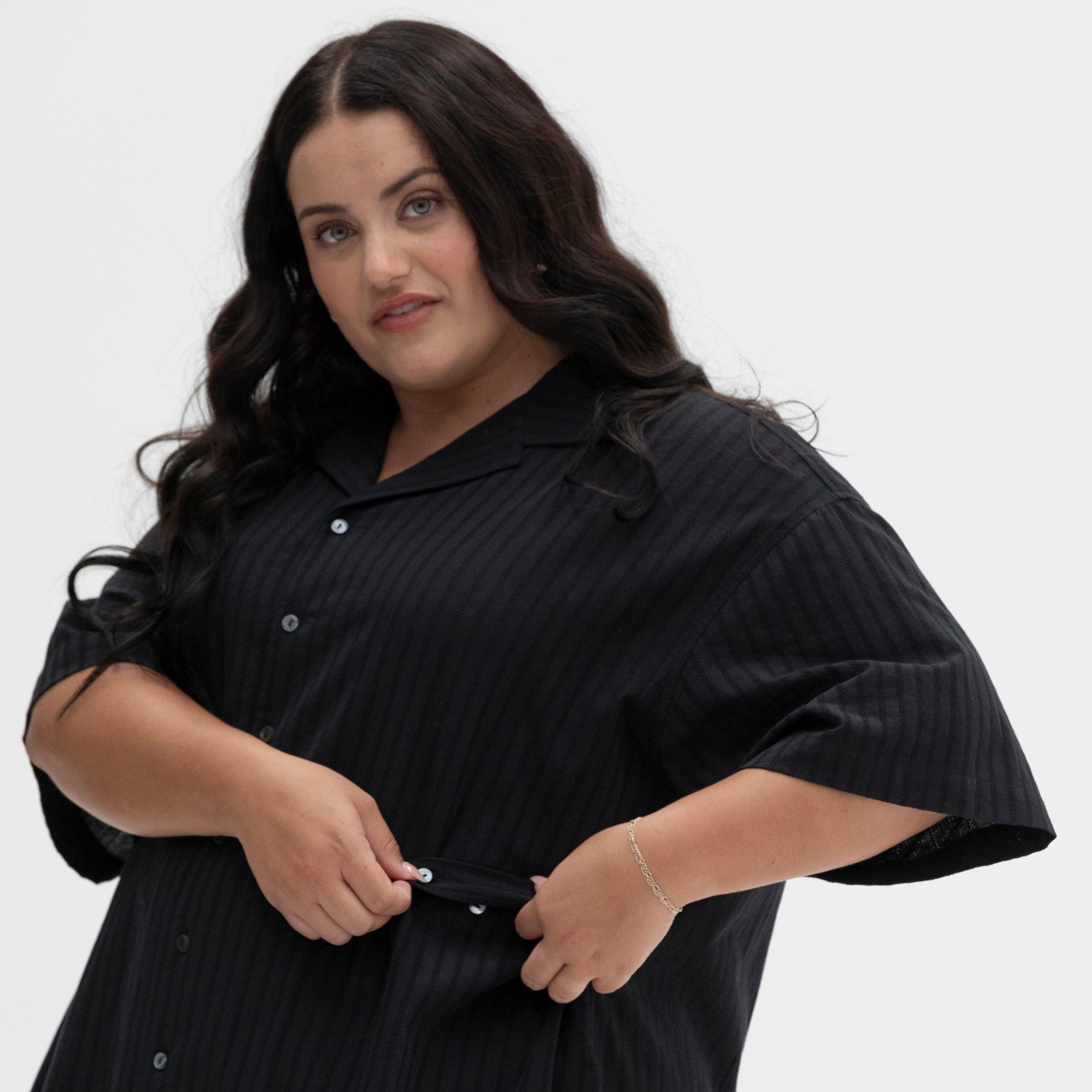 The Utility Shirt | Black Jacquard Stripe