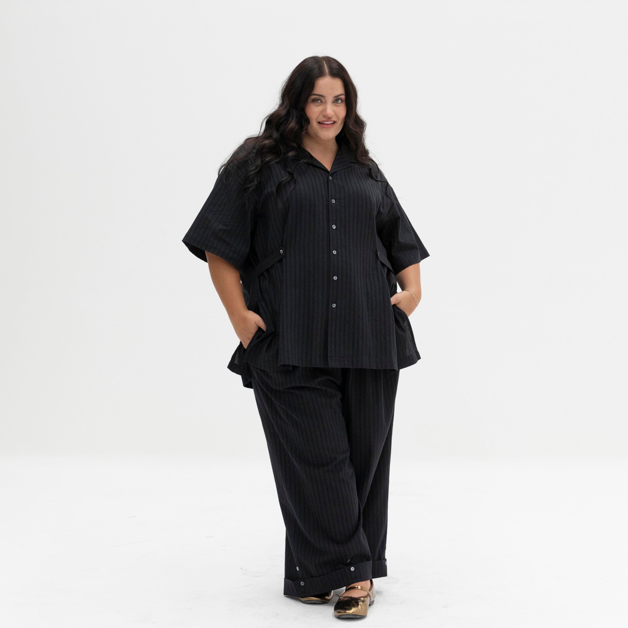 The Utility Shirt | Black Jacquard Stripe