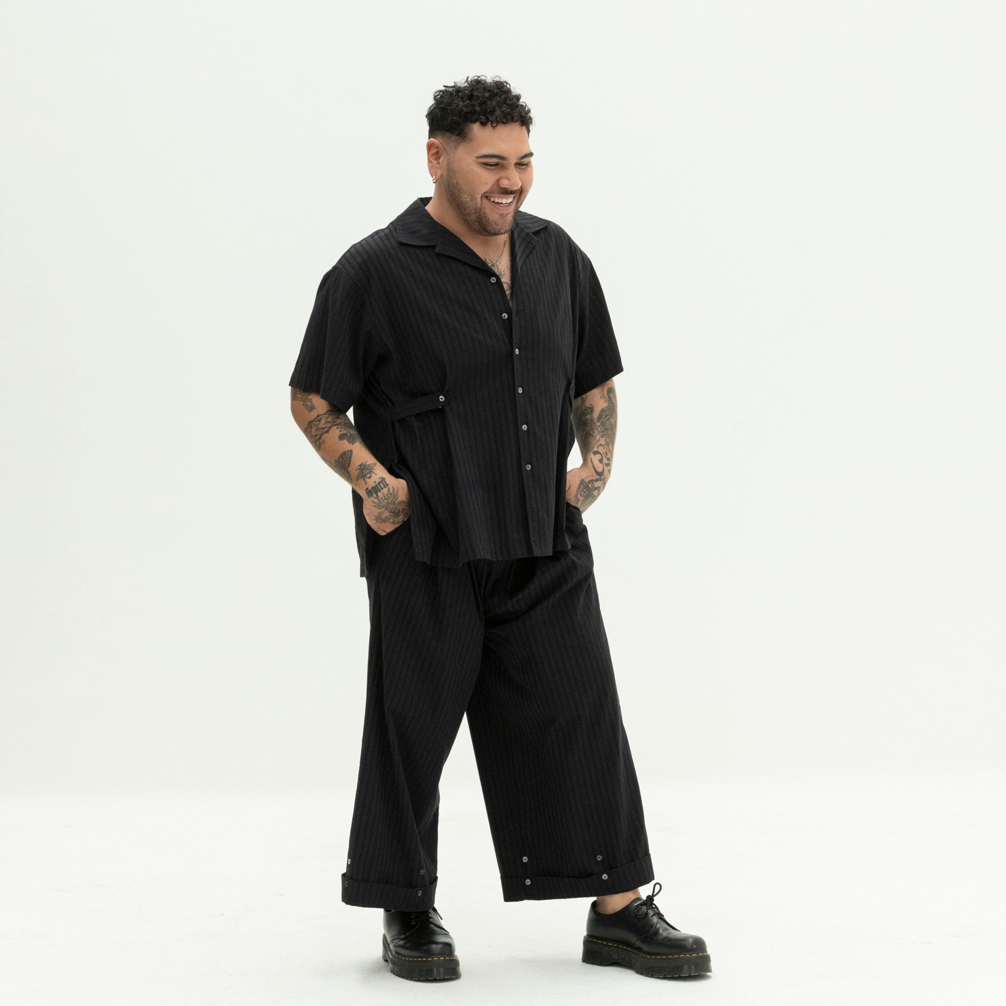 The Utility Shirt | Black Jacquard Stripe
