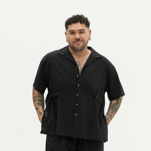 The Utility Shirt | Black Jacquard Stripe