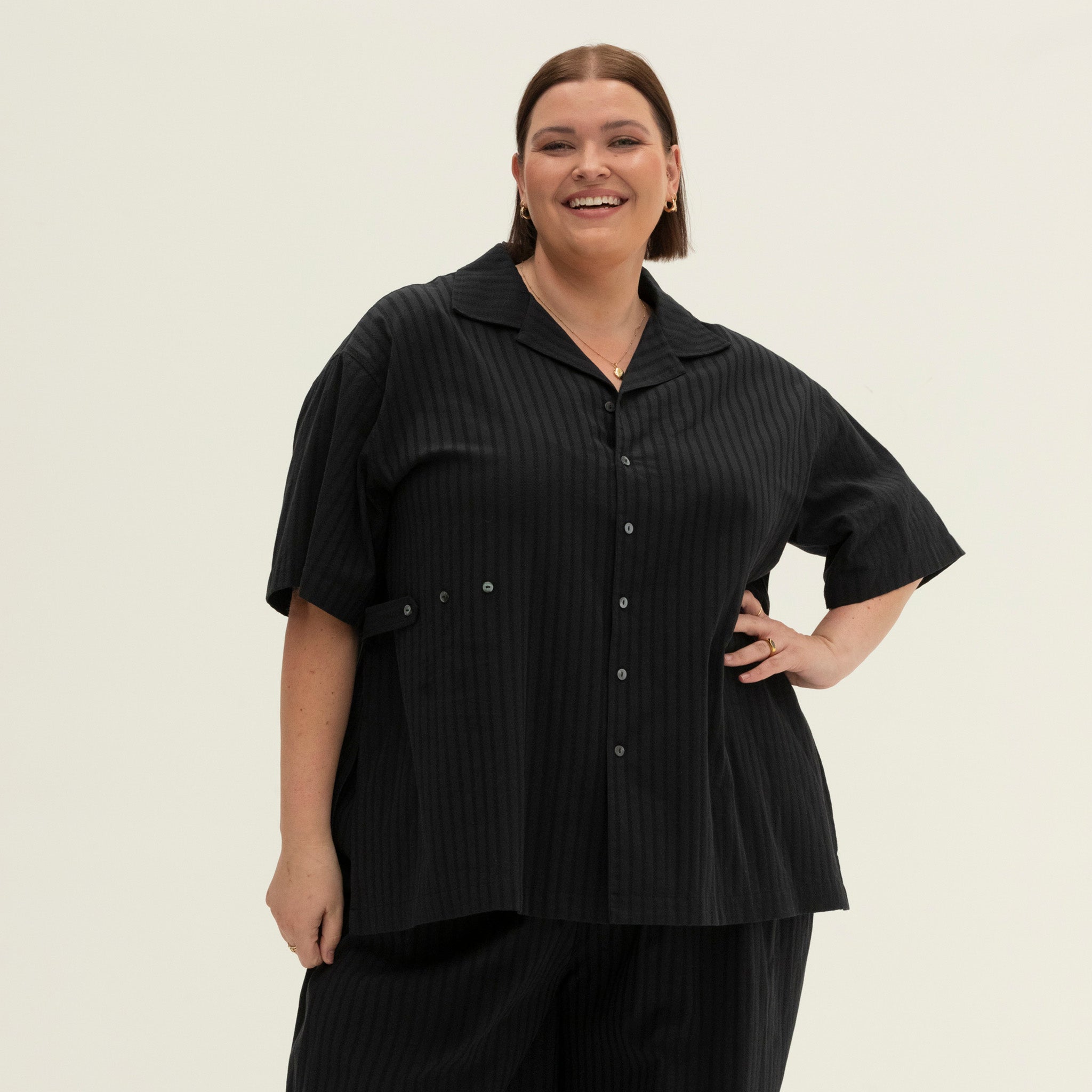 The Utility Shirt | Black Jacquard Stripe