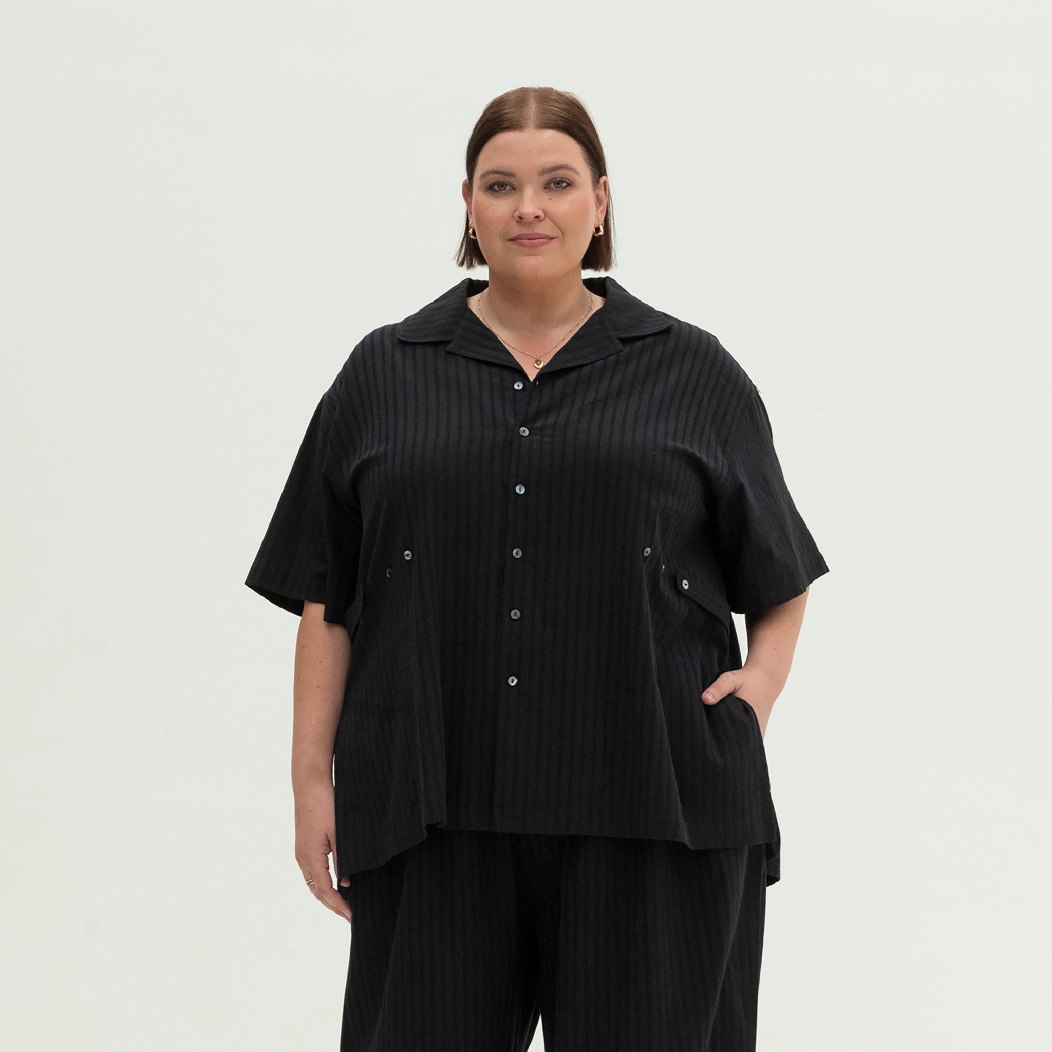 The Utility Shirt | Black Jacquard Stripe