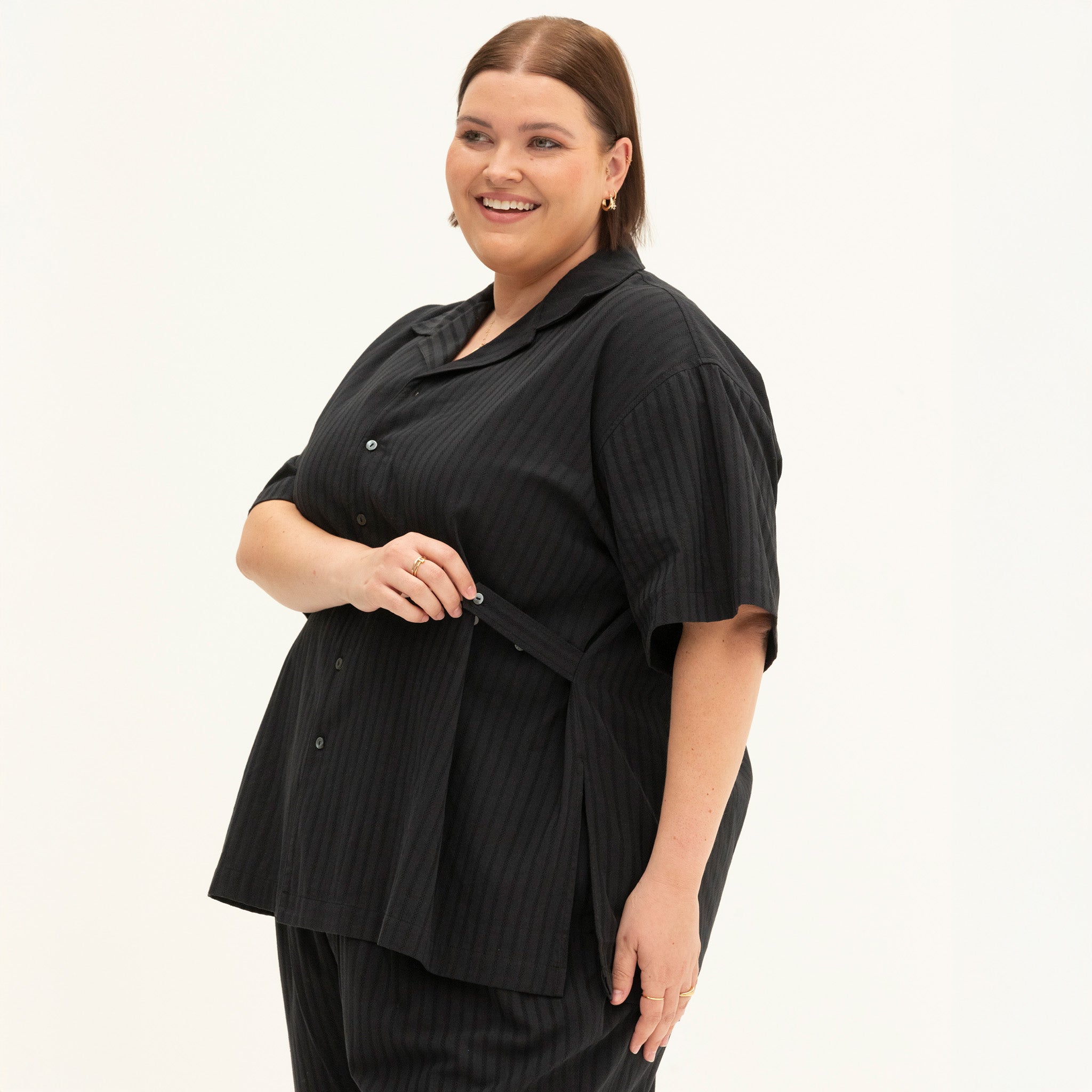 The Utility Shirt | Black Jacquard Stripe