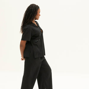 The Utility Shirt | Black Jacquard Stripe