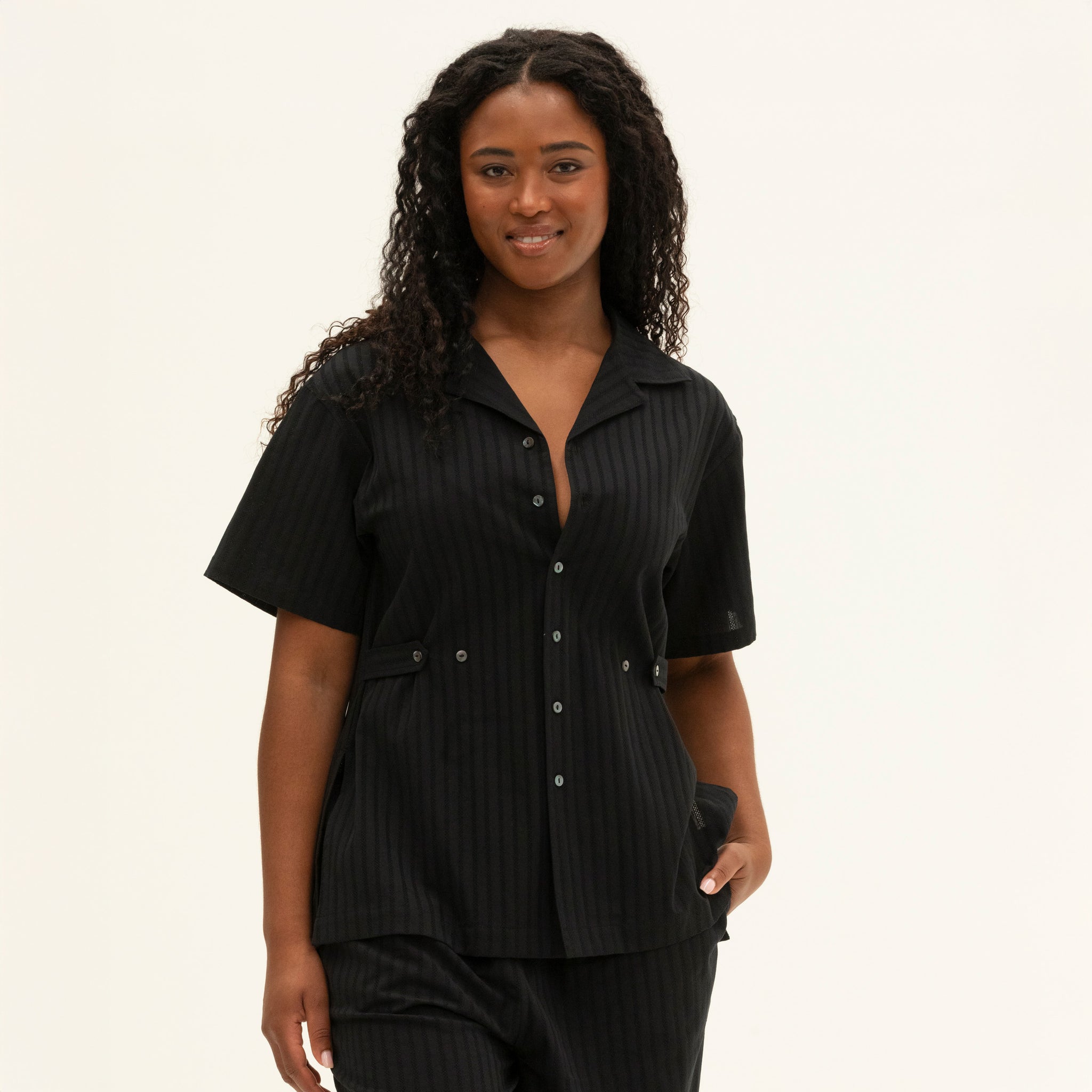The Utility Shirt | Black Jacquard Stripe