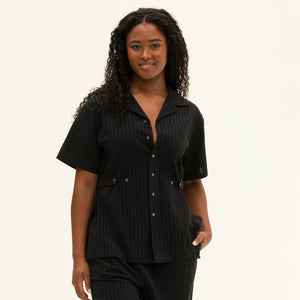 The Utility Shirt | Black Jacquard Stripe