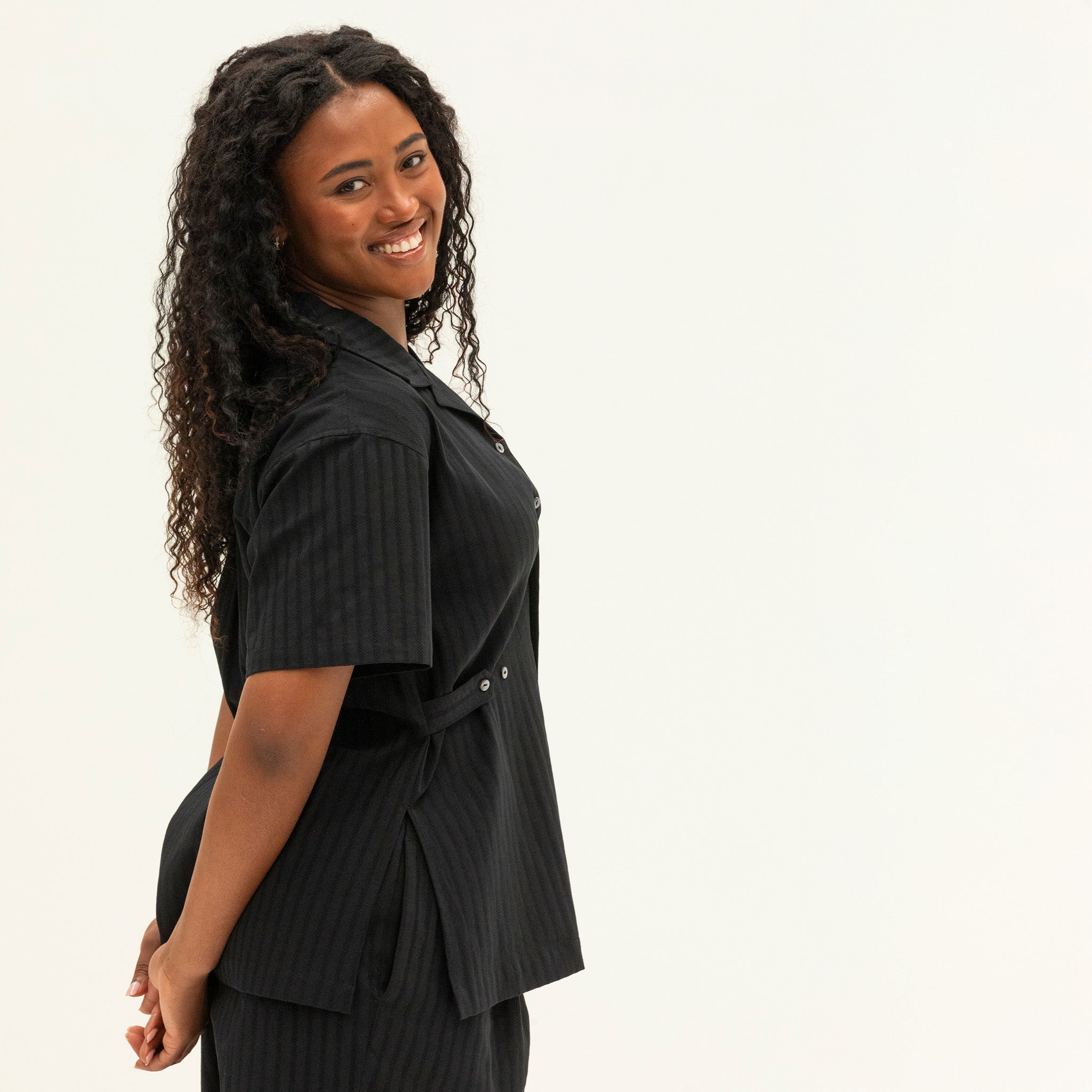 The Utility Shirt | Black Jacquard Stripe