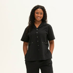 The Utility Shirt | Black Jacquard Stripe
