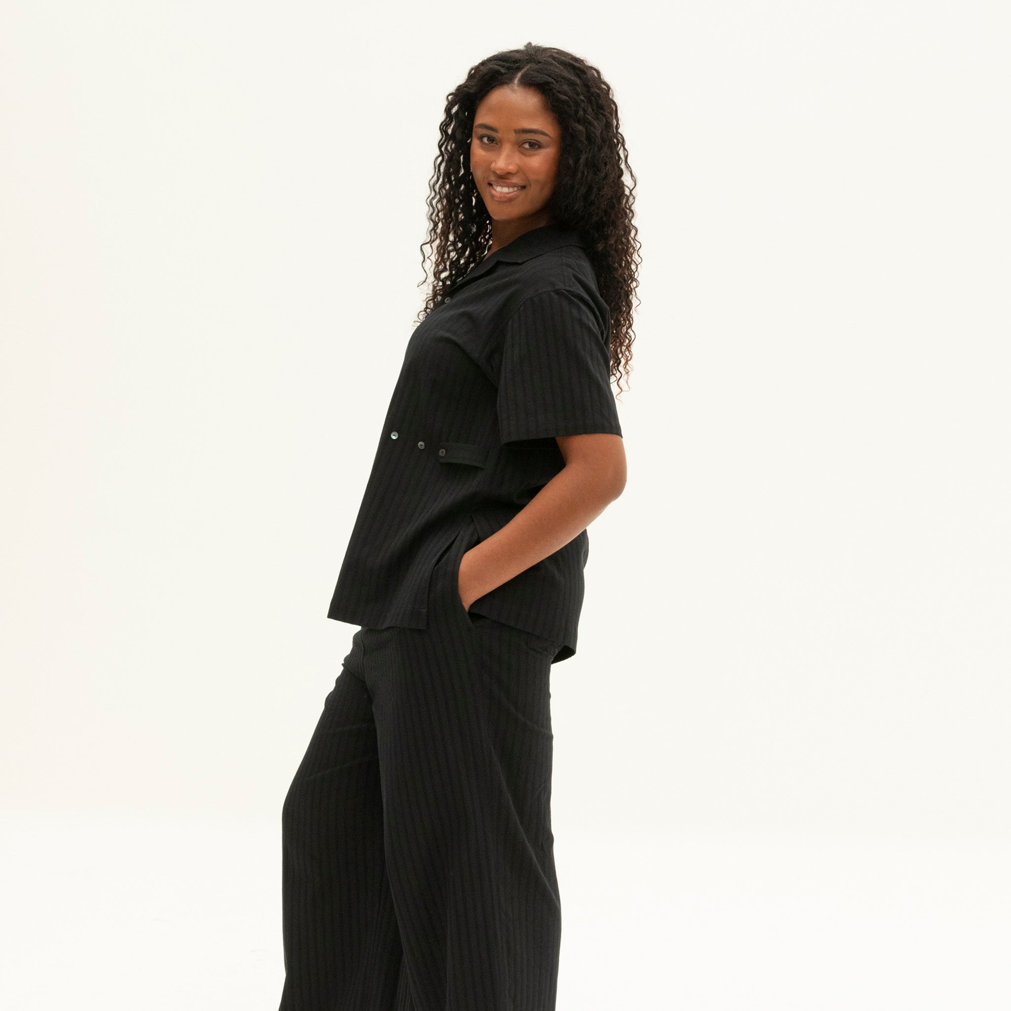 The Utility Shirt | Black Jacquard Stripe