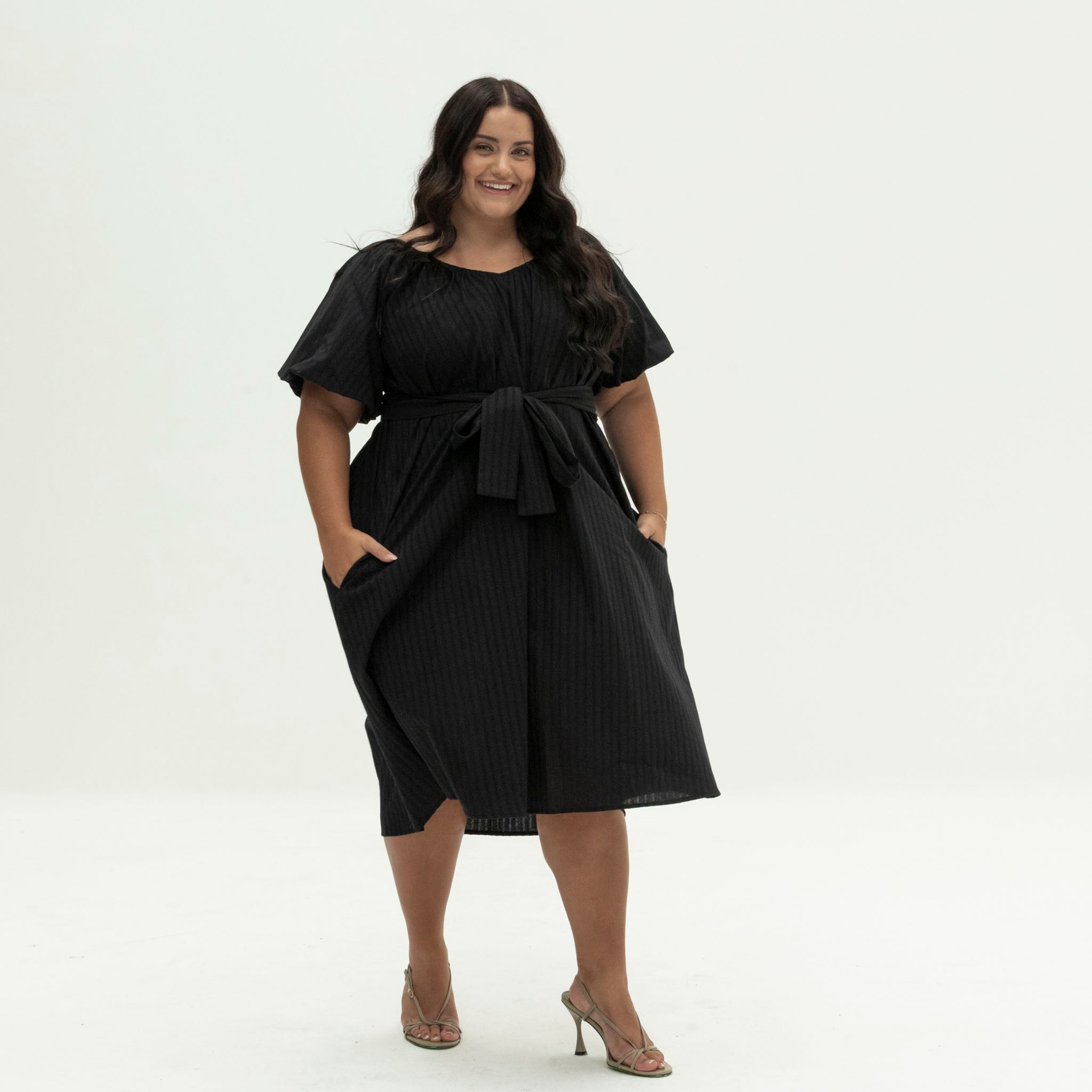 The Anywhere Dress | Black Jacquard Stripe Patience Made The Anywhere Dress | Black Jacquard Stripe Patience Made